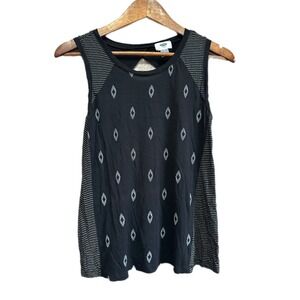 Old Navy Women Black Diamond Print Sleeveless Cutout Back Tank Top Small